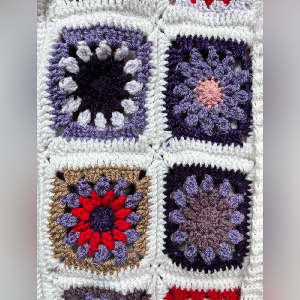 Crochet Granny Square Knit Oversized Cardigan Sweater Bode Inspired Medium/Large - Picture 4 of 16